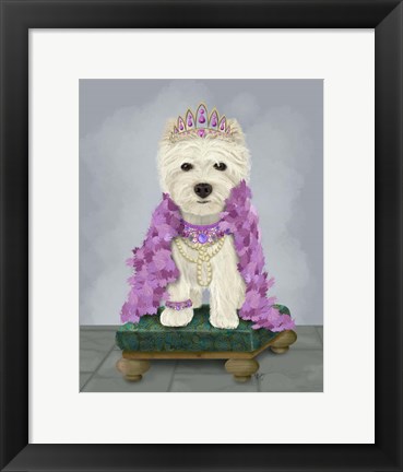 Framed West Highland Terrier with Tiara Print