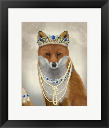 Framed Fox with Tiara, Portrait Print