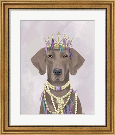 Framed Weimaraner with Tiara Print