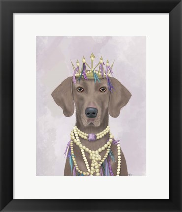 Framed Weimaraner with Tiara Print