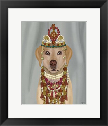 Framed Yellow Labrador and Tiara, Portrait Print