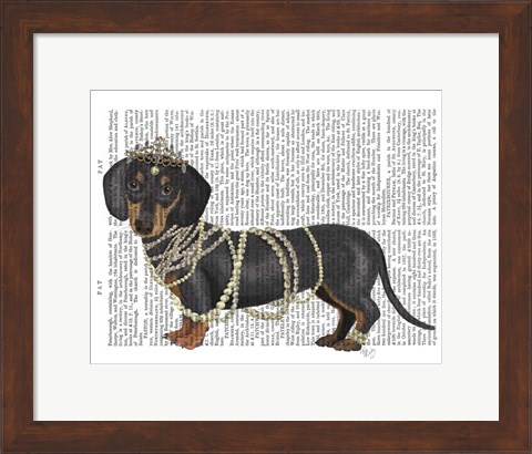 Framed Dachshund and Pearls Print