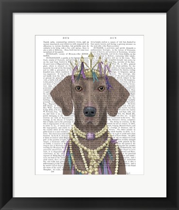 Framed Weimaraner with Tiara Print