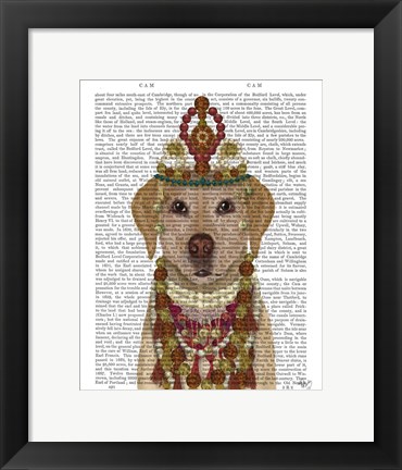 Framed Yellow Labrador and Tiara, Portrait Print