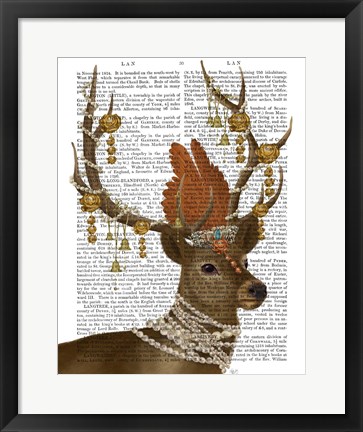 Framed Deer with Gold Bells Print