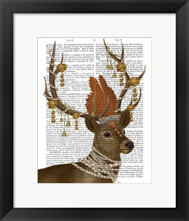 Framed Deer with Gold Bells Print