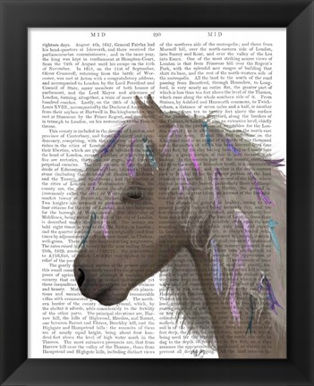 Framed Horse Beige with Ribbons Print