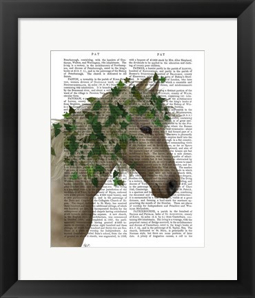 Framed Horse Porcelain with Ivy Print