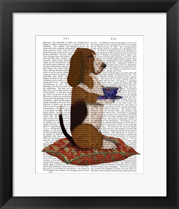 Framed Basset Hound Taking Tea Print