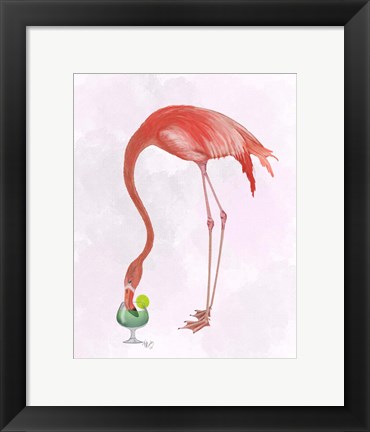 Framed Flamingo and Cocktail 2 Print