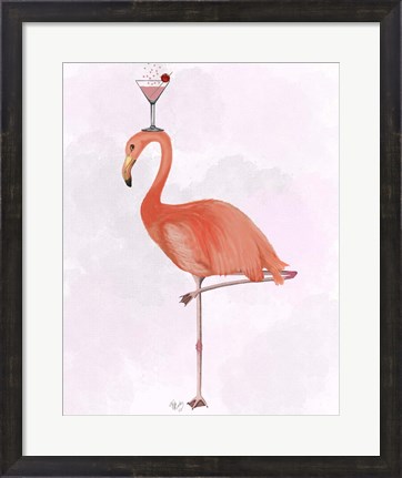 Framed Flamingo and Cocktail 3 Print