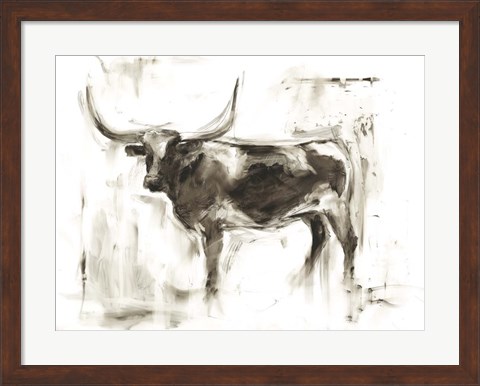 Framed Longhorn Study II Print