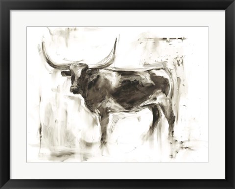 Framed Longhorn Study II Print