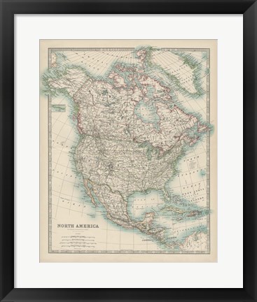 Framed Map of North America Print