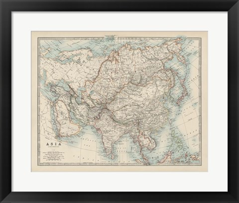 Framed Map of Asia Print