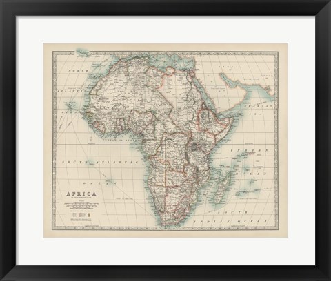 Framed Map of Africa Print