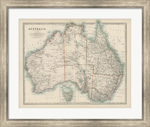 Framed Map of Australia Print