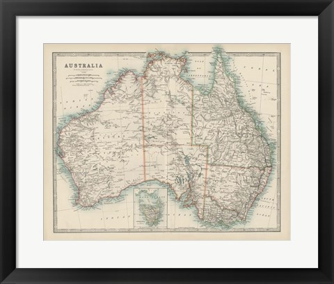 Framed Map of Australia Print