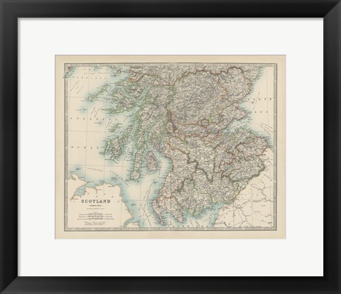 Framed Map of Scotland Print