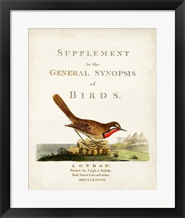 Framed General Synopsis of Birds Print