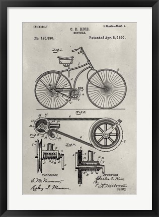 Framed Patent--Bicycle Print