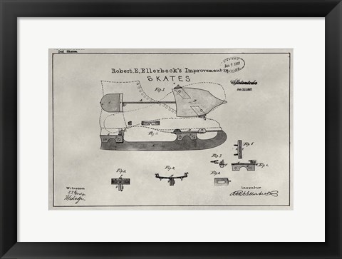 Framed Patent--Skate Print