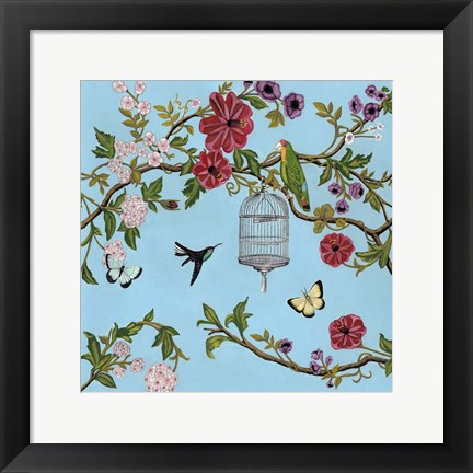 Framed Bird Song Chinoiserie I Print