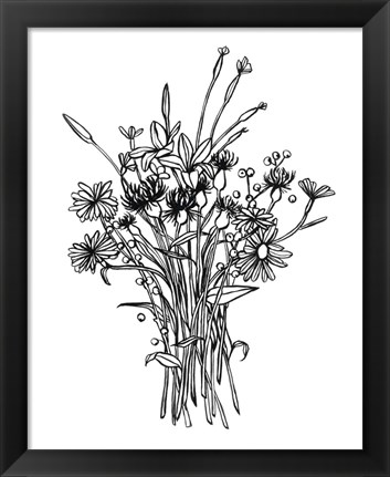 Framed Black &amp; White Bouquet I Print