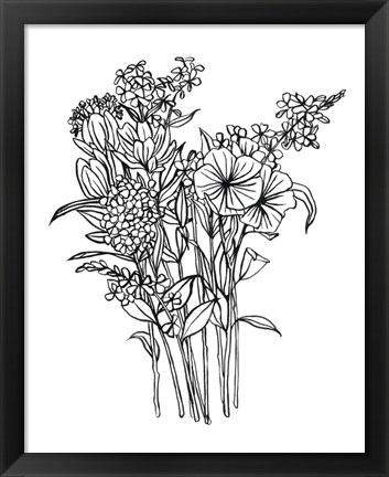 Framed Black &amp; White Bouquet II Print