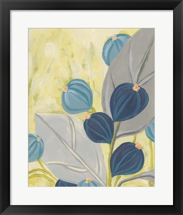 Framed Navy &amp; Citron Floral I Print