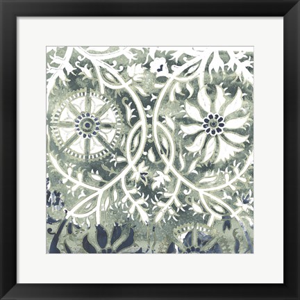 Framed Flower Stone Tile VII Print