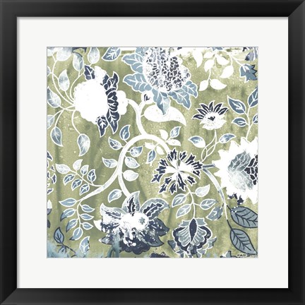 Framed Flower Stone Tile IX Print