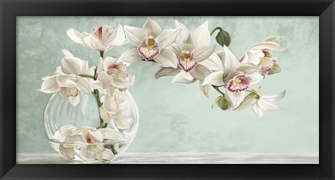 Framed Orchid Arrangement II (Celadon) Print