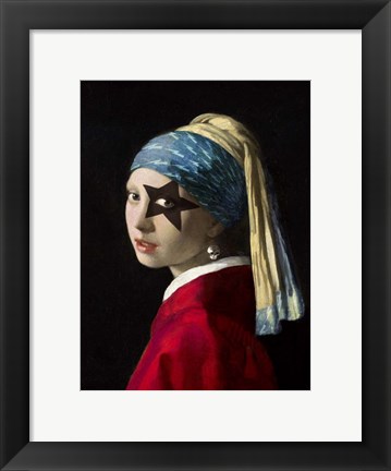 Framed Girl with Skull Hearring Print