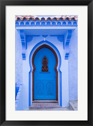 Framed Morocco, Chefchaouen A Traditional Door Print