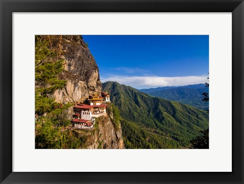Framed Tiger&#39;s Nest, Goempa Monastery Hanging In The Cliffs, Bhutan Print