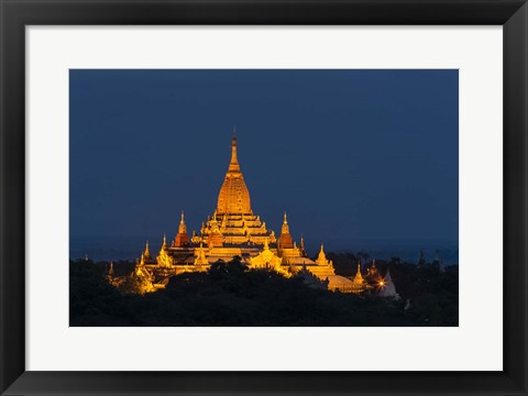 Framed Myanmar, Bagan A Giant Stupa Is Lit At Night On The Plains Of Bagan Print