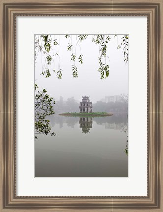 Framed Hanoi Lake, Hanoi, North Vietnam, Pagoda Print