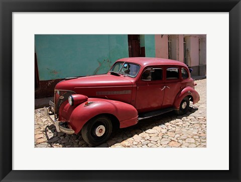 Framed Central America, Cuba, Trinidad Classic American Car In Trinidad Print