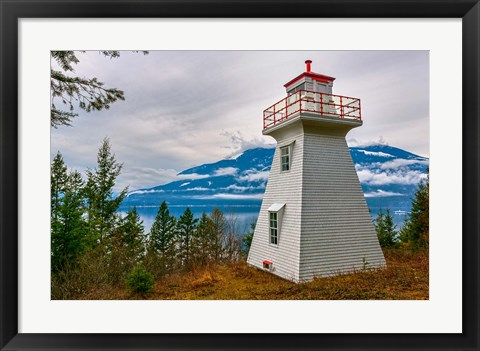 Framed Pilot Bay Lighthouse At Pilot Bay Provincial Park, British Columbia, Canada Print