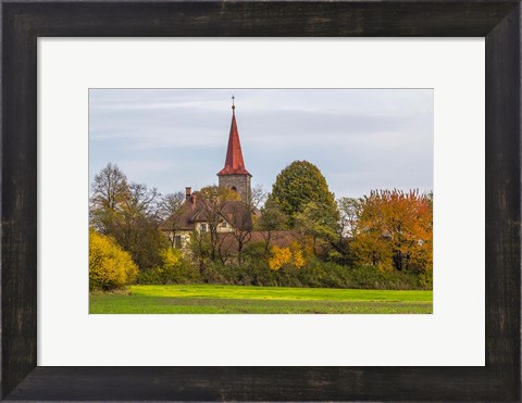 Framed Liberec Village Church Near Trosky Czech Republic Print