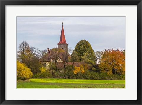 Framed Liberec Village Church Near Trosky Czech Republic Print