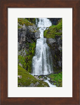Framed Iceland, Westfjords, Jokulflrdir, Lonagfjordur Nature Reserve Remote Fjord Waterfall Print