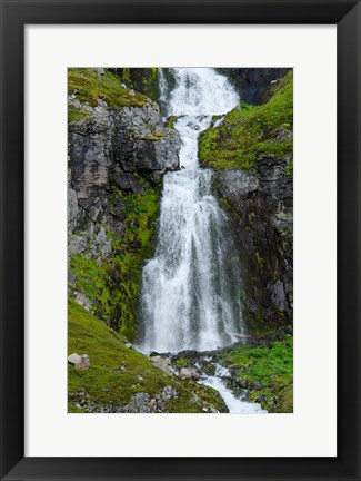 Framed Iceland, Westfjords, Jokulflrdir, Lonagfjordur Nature Reserve Remote Fjord Waterfall Print