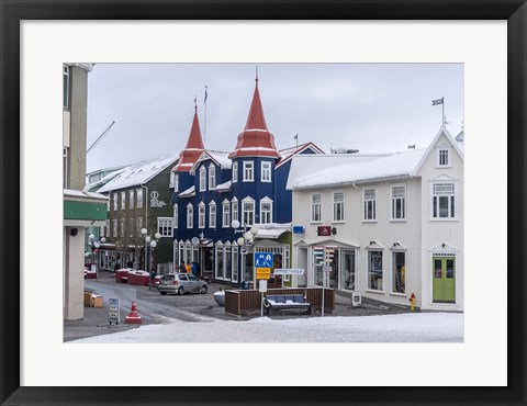 Framed Akureyri, Iceland During Winter Print