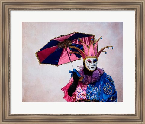 Framed Elaborate Costume For Carnival, Venice, Italy Print