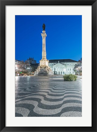 Framed Portugal, Lisbon, Rossio Square At Dawn Print