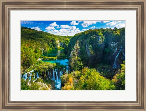 Framed Travertine Cascades On The Korana River, Plitvice Lakes National Park, Croatia Print