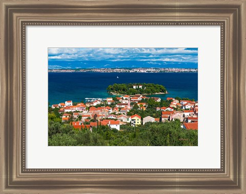 Framed Town Of Preko And The Dalmatian Coast From St Michael&#39;s Fort, Croatia Print