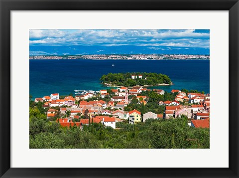 Framed Town Of Preko And The Dalmatian Coast From St Michael&#39;s Fort, Croatia Print